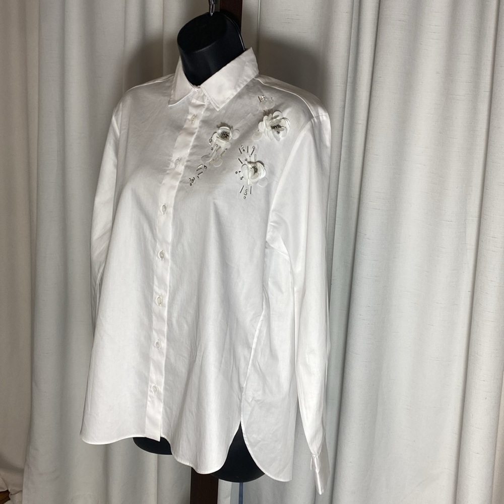 Zara JEWEL FLOWER SHIRT ZW COLLECTION Size S - Picture 9 of 15